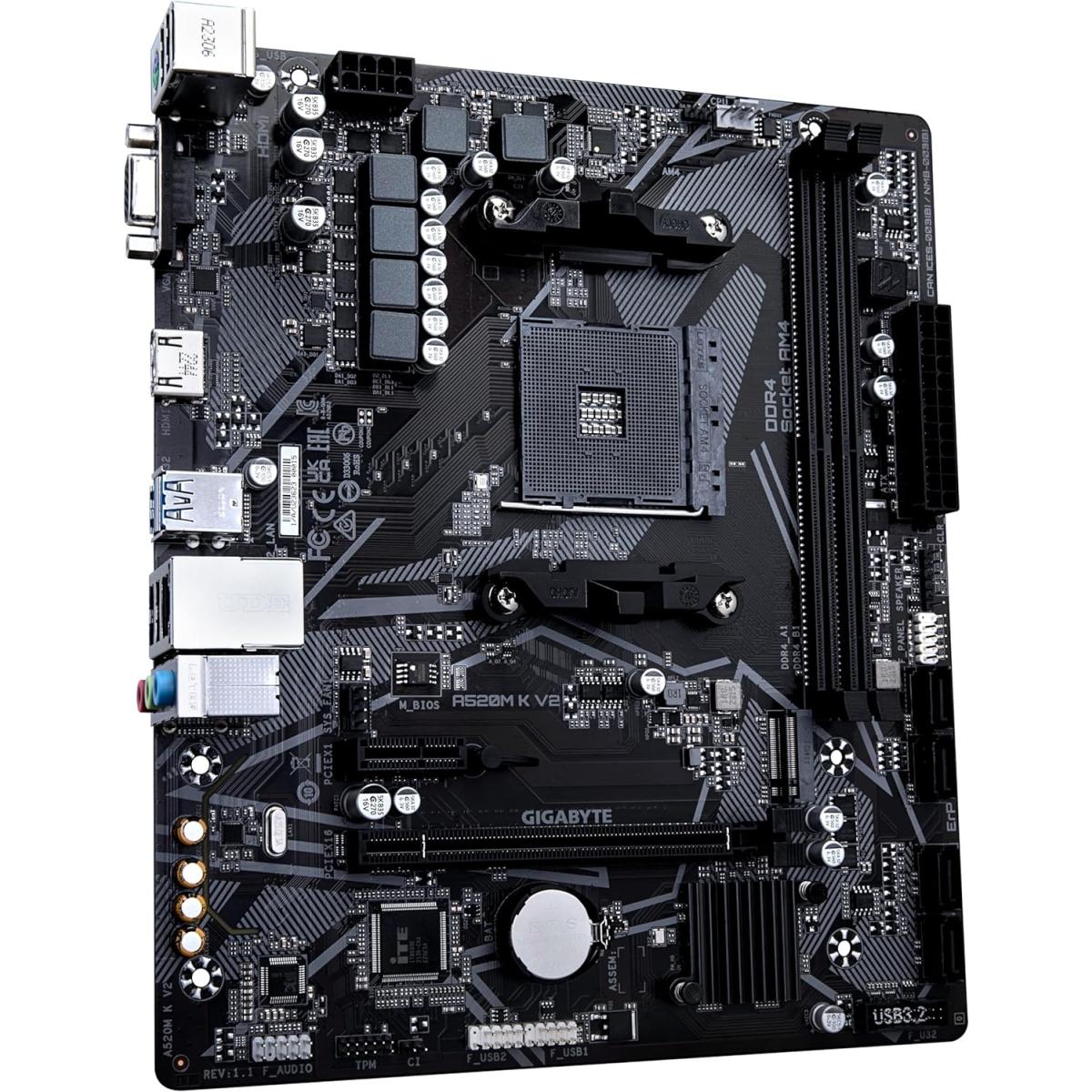 GIGABYTE A520M K V2 AMD AM4 RYZEN 5000, 4000, 3000 Series /DDR4/PCIe 3.0/1xM.2 - mATX Motherboard GIGABYTE A520M K V2 AMD AM4 RYZEN 5000, 4000, 3000 Series /DDR4/PCIe 3.0/1xM.2 - mATX Motherboard